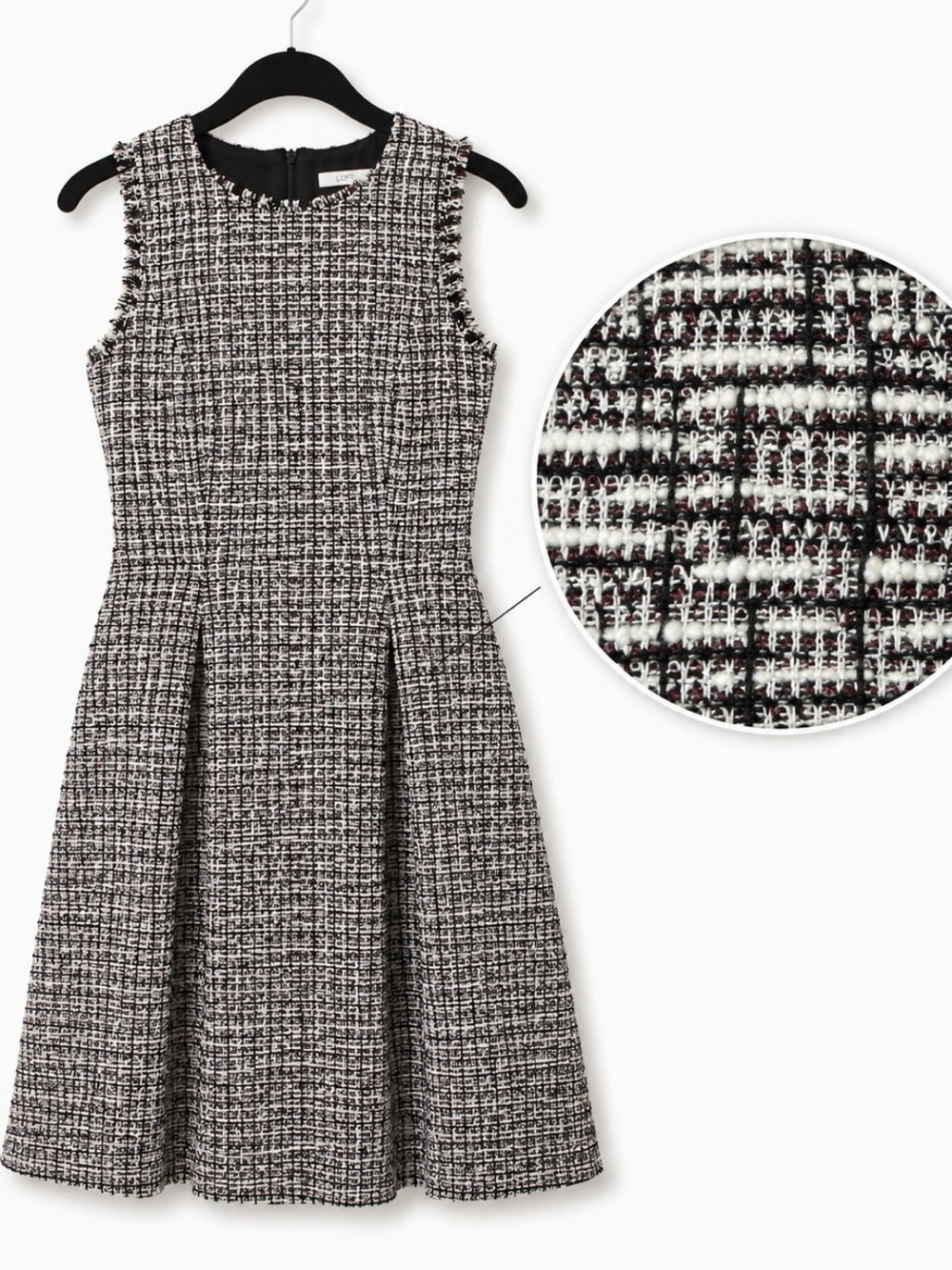 LOFT Black White Shimmer Tweed Boucle Knit Dress Size 6 NWOT
